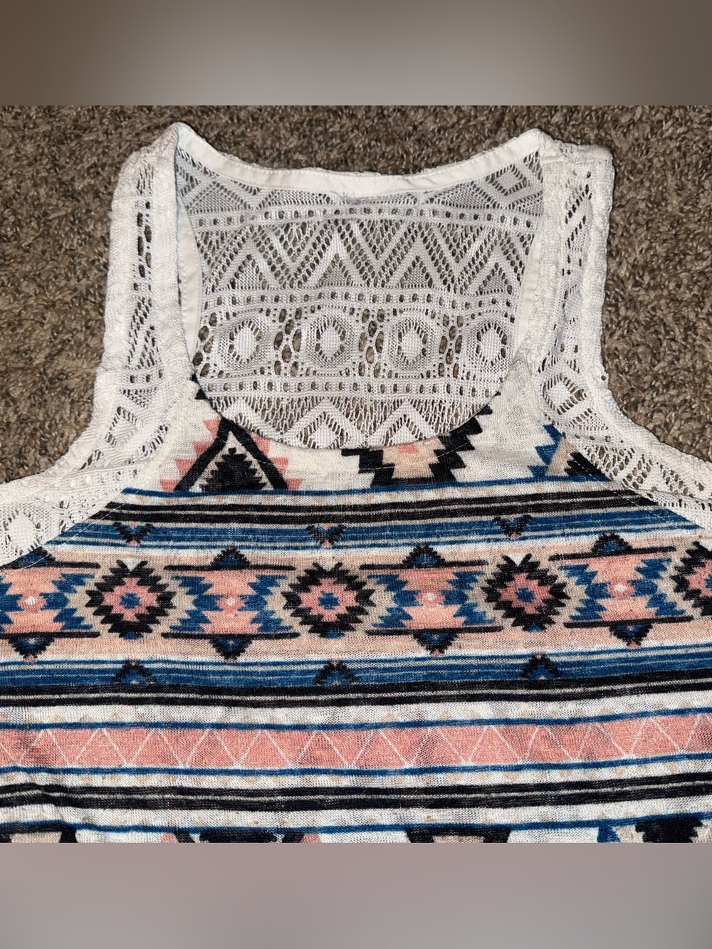 Boho Aztec Lace-Back Tank Top - Picture 2 of 3